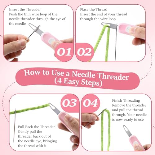 2 Pack Needle Threaders for Hand Sewing, Needlepoint Needle Threader(Red）