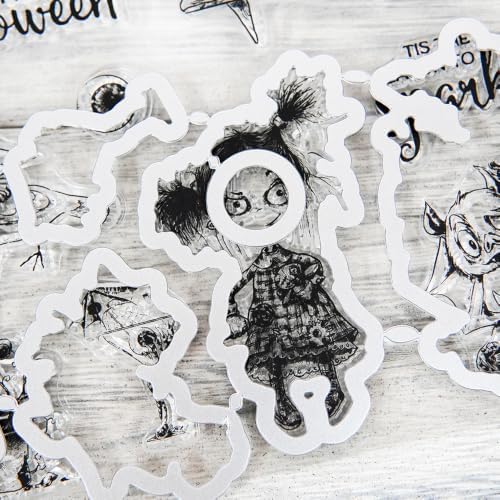 Bat Crow Happy Halloween Clear Stamps and Die Cuts Sets for DIY Card Making