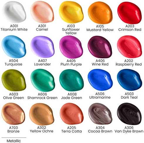 ARTEZA Craft Acrylic Paint, Set of 20 Vintage Tones, 2.02-oz/60 ml Bottles, Water-Based, Matte Finish, Matte Acrylic Paint Set for Art & DIY Outdoor Projects on Glass, Wood, Ceramics, Fabrics, Paper & Canvas