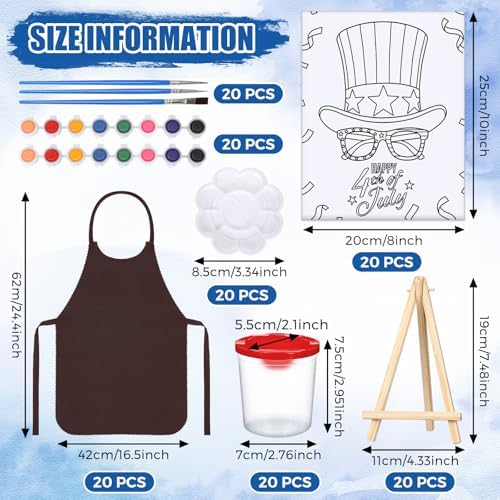 Sherr 140 Pcs 20 Set Pre Drawn Canvas Painting Kit, Independence Day