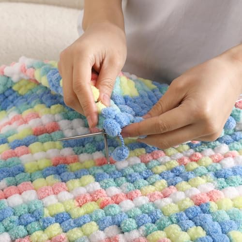 Hand-Woven Ball Yarn, 4 Pack, 380g Total, for Blankets, Cushions, and Pet Nests, Fluffy Chunky Craft Yarn (Gorgeous)