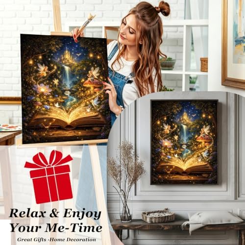 Magic Paint by Numbers Kit for Adults, Book Adult Paint by Number 16x20 in | Castle Canvas Paint by Numbers for Adults for Home Wall Decor Gifts,DIY Acrylic Oil Painting Pre Drawn Canvas Stress Relief
