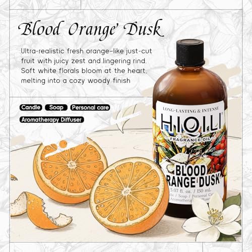 HIQILI Blood Orange Dusk Fragrance Oil for Diffuser, Candle & Soap