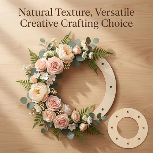 RAINFLOW 15 PCS Wood Wreath Form Rings - Unfinished Round Wooden Hoops | Mixed 15cm 10cm Wreath Base Blanks for DIY Floral Crafts, Christmas Easter Door Decor, Wall Hanging and Gift Projects