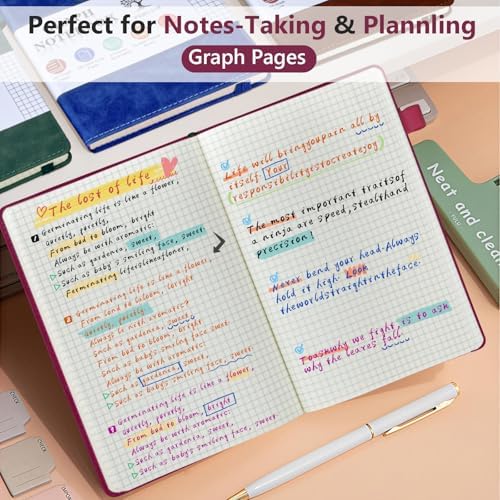 Graph Paper Notebook 5.9"×8.5", 160 Pages Grid Notebook, A5 Graphing Paper | Hardcover Leather Journal for Women & Men,100 Gsm, Grid Spacing 5mm x 5mm, Medium Size, Grid notebook for Work, School, Math