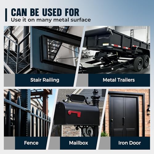 SENVEN Metal Paint, Waterpoof & Anti Rust, Direct to Metal Surface, 35oz, Black, Protective Black Paint for Metal, Gate, Mailbox, Fence, Doors, Craft, Railing and More, Interior/Exterior (with Tools)