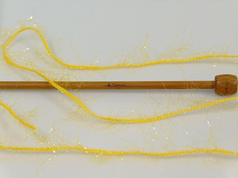 Sparkly Eyelash Fantasy Knitting Yarn | Metallic Lurex Nylon Short Eyelash Yarn | 50g (1.76oz) |140m(155 Yards) | Shiny Crochet Thread for Amigurumi & Decorative Projects (1, Yellow)