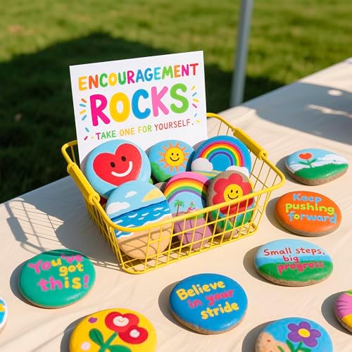 Simetufy 100Pcs River Rocks for Painting 3-4 Inch Large Flat Smooth Stones