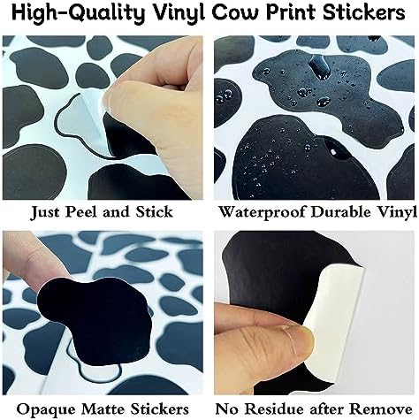 AOWDIAO 280 Pieces Cow Print Stickers Peel and Stick Vinyl Decals for Wall, Car, Laptop, Water Bottle & Home Decor