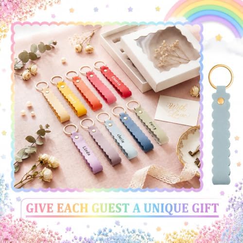 Scalloped PU Leather Keychain Blanks Laser Engraving