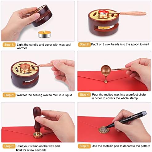 Aottom Wax Seal Stamp Kit with Gift Box, 24 Colors 650 Pcs Beads, Warmer, Envelopes, Candles, Stamp, Metallic Pen for Gift and Decoration