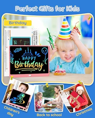 TEKFUN 16inch LCD Writing Tablet Drawing Board, Teen Girl Boy Gifts Age 10 and Up, Birthday Gifts for All Age Groups, Erasable Writing Tablet for Business Meeting (Pink)