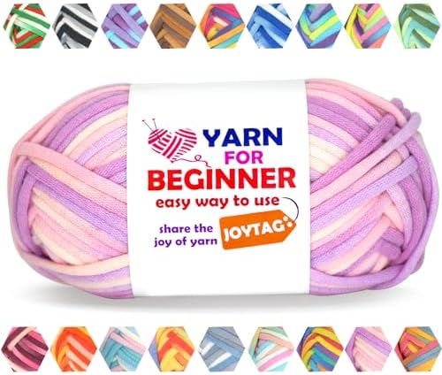 50g Rainbow Beginner Crochet Yarn for Crocheting and Knitting Multicolor Cotton Crochet Yarn for Beginners Easy Yarn for Beginners(Pinkish Purple)
