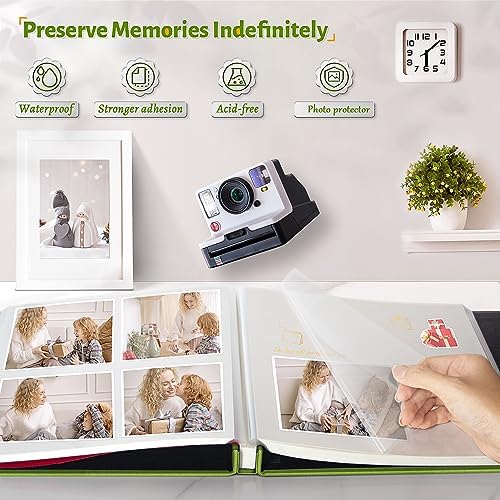 Artfeel Photo Album Self Adhesive Scrapbook,60 Pages Large Photo Book for 4x6,5x7,8x10 Pictures,DIY Album for Baby Wedding Family Travel Birthday,with Metallic Pen and Scraper