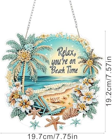 AIBOERL Beach Diamond Art Kits for Adults, Acrylic Hanging Suncatcher
