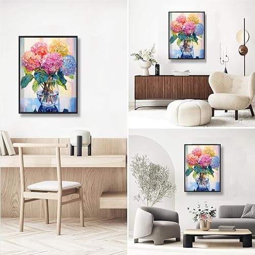 Hydrangea Paint by Numbers for Adults with Framed Canvas - Wooden Easel