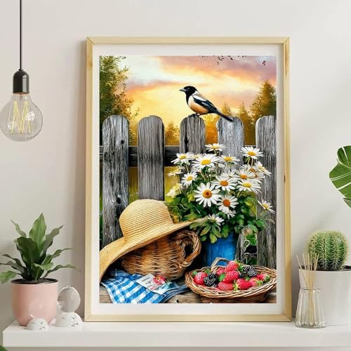 Jiqinsiye Flowers Paint by Numbers Kit for Adults,Hat DIY Painting Kits on Canvas,Fruit Color by Numbers,Large Adult Paint by Number for Gifts,Home Wall Decor