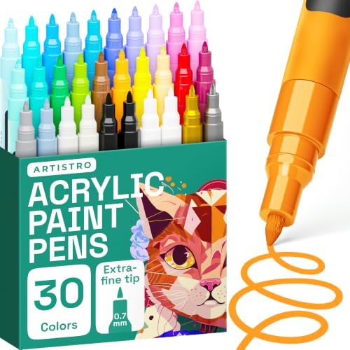 ARTISTRO 30 Acrylic Paint Marker Pens with Carton Box