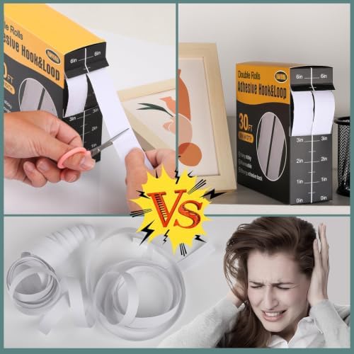 Navona 30Ft x 1 Inch Heavy Duty Hook and Loop Strips with Adhesive, White