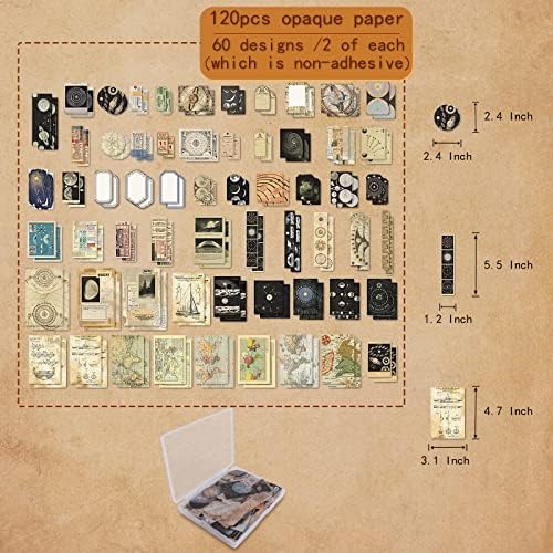 200Pcs Vintage Scrapbook Stickers, Aesthetic Junk Journal Stamping Supplies Kit, Scrapbooking Ephemera Washi Paper for Bullet Journaling Planners Diary Collage (Celestial)