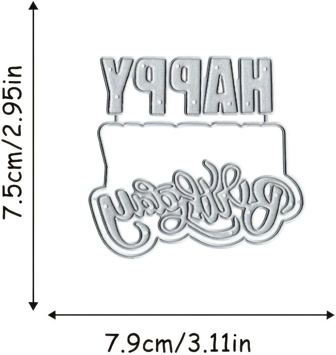 Lapoo Words Cutting Die for Scrapbooking - Durable, Cut Stencils for DIY Scrapbook Photo Album Decorative Paper Card, Card Making Supplies Party Wedding Decorations (Happy Birthday 3.1 x 3 in)