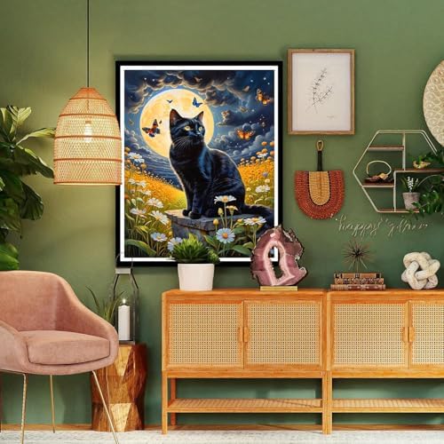 Black Cat Paint by Numbers for Adults - Cat Paint by Number on Canvas