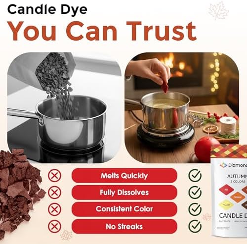 Fall Candle Dye Chips, Soy & Paraffin Candle Making, 5 Autumn Colors