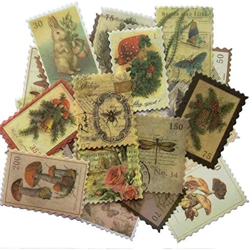 60pcs Vintage Postage Stamp Stickers, Aesthetic Sticker for Scrapbooking, Journaling Supplies, Planners, Kid DIY Art Crafts, Bullet Journal Ephemera