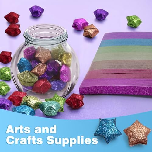 FoDau770 Glitter Star Paper Strips - 520 Sheet, 7 Colors