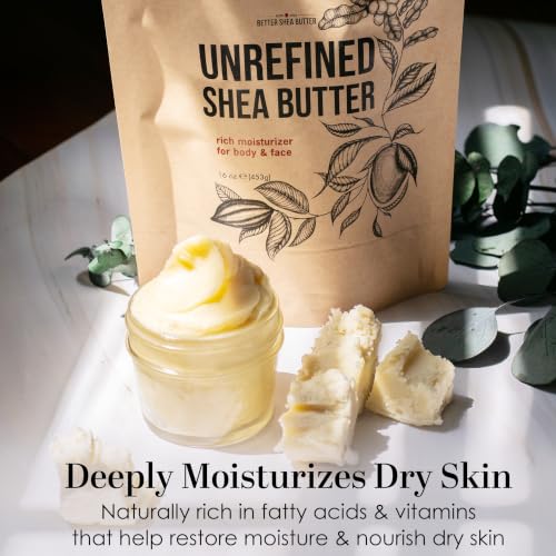Raw Shea Butter – 100% Pure Unrefined African Shea Butter | Deep Moisturizer for Dry Skin, Hair and Scalp | DIY Body Butter, Lip Balm and Soap Base | Natural Earthy Aroma 1 lb Block (Pack of 3)