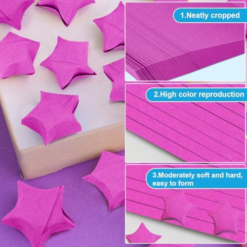 FoDau770 Solid Color Star Paper Strips - 360 Sheet, Rose Red