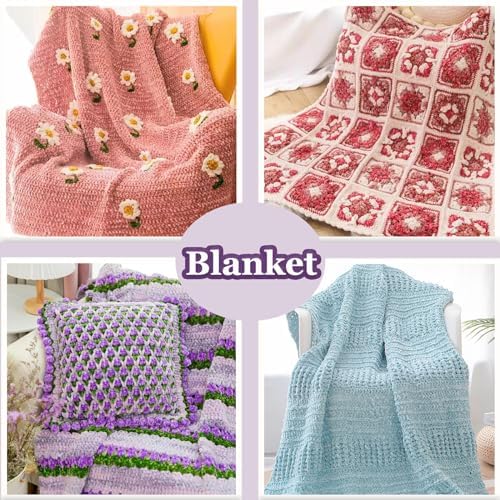 4 PCS 400g Soft Chenille Velvet Yarn for Crocheting,Fluffy Warm Yarn for Knitting and Crochet DIY Craft Blanket Bag Hat Scarve Clothe Gloves Slippers Doll（Dark Green）