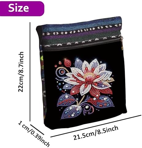 LSQFS 5D DIY Diamond Painting Crossbody Bag, Colorful Floral Pattern, Adjustable Strap & Zipper, Partial Drill Craft Kit for Women, Perfect for Shopping & Daily Use