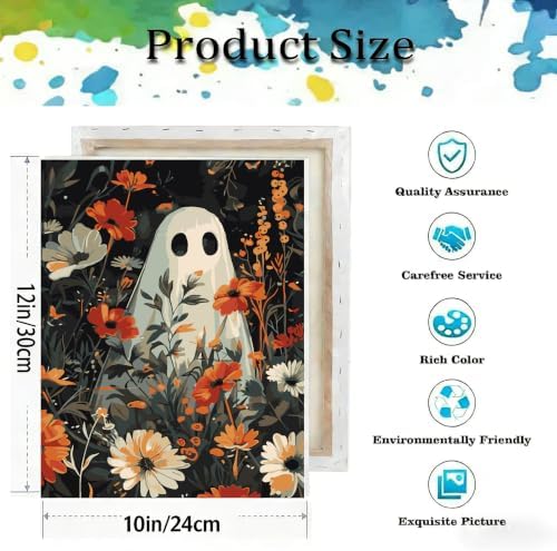 Ghost Paint by Numbers Kit for Adults Beginner with Framed 10x12 Inch