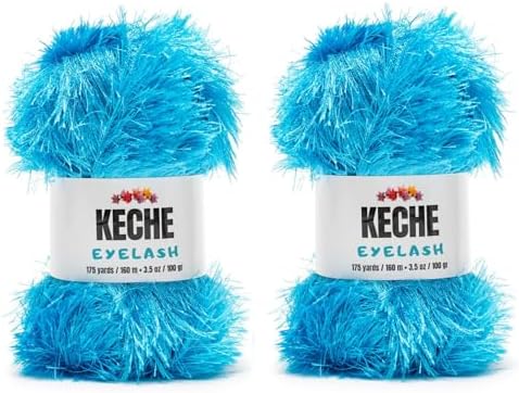 Eyelash Fun Fur Yarn - Premium Soft Crochet Yarn DIY Hand Knitting 100% Polyester 175 Yds 3.53 Oz (Pack of 2) - Turquoise