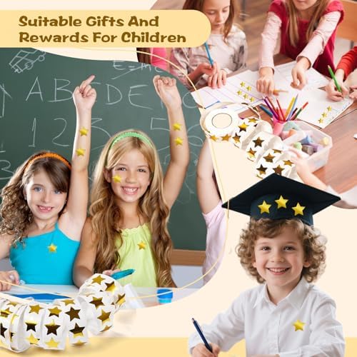 Gsinodrs 1000Pcs Gold Star Stickers - 1 Inch Holographic Self-Adhesive Metallic Foil Star Labels, Sparkly Reward Stickers for Classroom Supplies, Teacher Incentives & Behavior Tracking