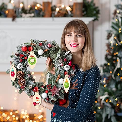 Queekay 50 Pcs Unfinished Wood Christmas Light Bulb Ornaments,Wood Color