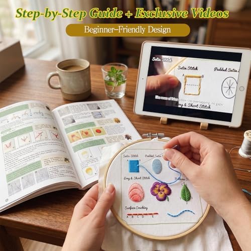 Lemosyu Embroidery Stitch Book Kit for Beginners with 44 Practice Pages