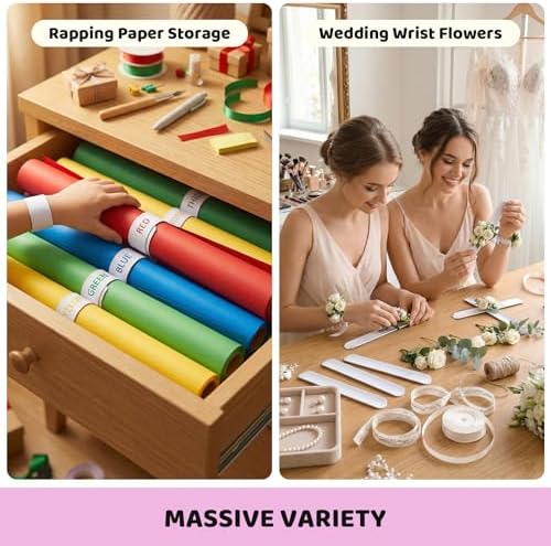 AMOR PRESENT Slap Bracelets Bulk, 64 PCS White Snap Bracelets DIY Crafts