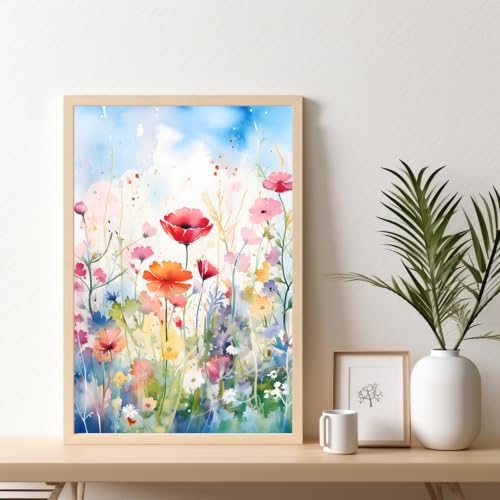 Kalonyth Flowers Framed Paint by Numbers Kit for Adults Beginner 8x12 inch