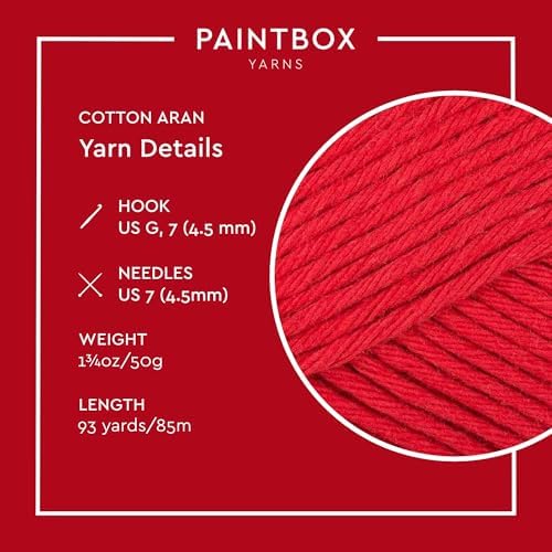 Paintbox Yarns 100% Cotton Aran Yarn 1.76oz / 50g, 93yds / 85m