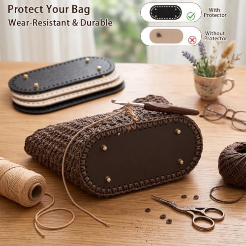 5 PCS Bag Bases for Crochet Oval PU Leather Purse Bottom for DIY Bag Making