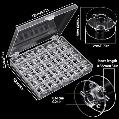 50 Pcs Bobbins, Plastic Bobbins for Brother Sewing Machine, Sewing Bobbins with Bobbin Case, Bobbin for Sin-ger/Bro-Ther, Bobbins for Singer Sewing Machine
