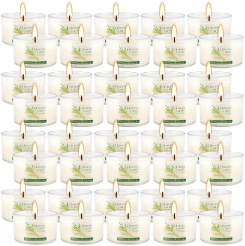 40 Pack Citronella Candles Bulk, Long Burning Portable Travel Size Soy Wax Candles with Natural Citronella Oil, Small Acrylic Jar Candle Set for Patio, Backyard, Camping, Indoor Outside