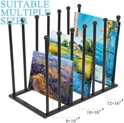 Metal Art Drying Rack Heavy-Duty Paint Display Stand Adjustable Multi-Tier Canvas Storage Organizer Rack for Boards, Painting Panels, Frames, Large Artworks - Studio & Gallery Essential
