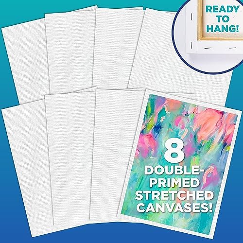 Horizon Group USA Painting Panel Stretched Canvas, 11" x 14", Pack of 8