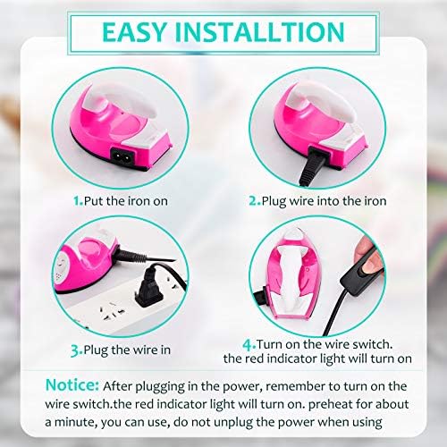 Honoson Mini Craft Iron with Charging Base Tiny,Pink
