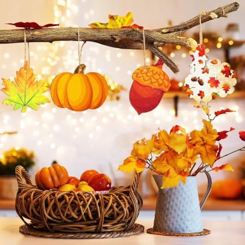 Wooden Pumpkin Ornament, 10pcs Halloween Blank Wooden Pumpkin 3.5X2.8in Used for Painting and Decoration DIY Technology, Hanging skrnrhrery