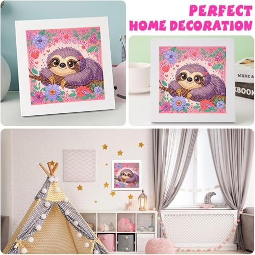 Sloth Diamond Art Painting Kits for Kids with Frame Ages 4-8-12 (7x7 inch)