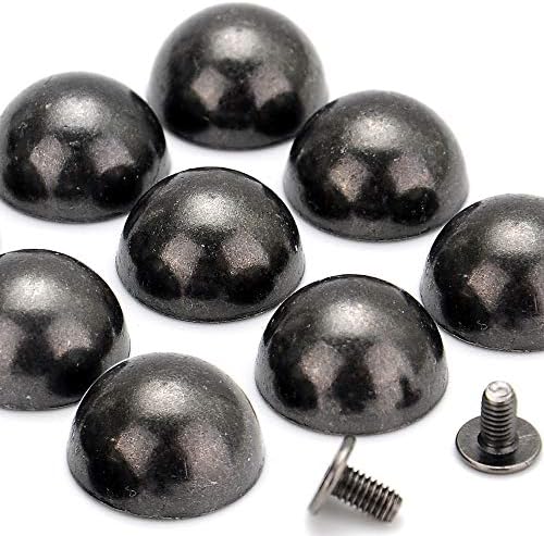 YORANYO 20 Sets 15X8MM Dome Spikes and Studs 19/32" Handbag Feet Gun Metal Round Spikes Screw Back Studs and Spikes for Clothing Shoes Leather Craft Belts Bags Accessories with Installation Tool